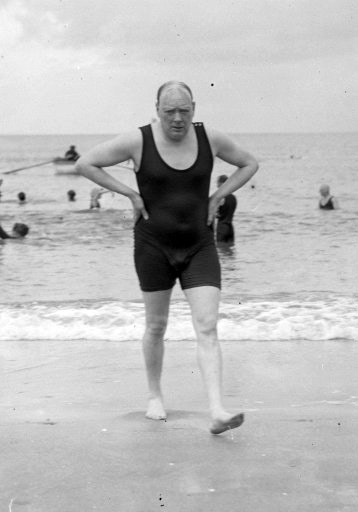 03 Winston Churchill out for a swim.