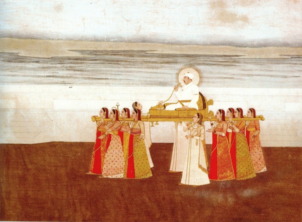 Emperor_Muhammad_Shah_carried_in_a_Palanquin_by_Ladies._ca._1735,_Collection_Kasturbhai_Lalbhai,_Ahmedabad