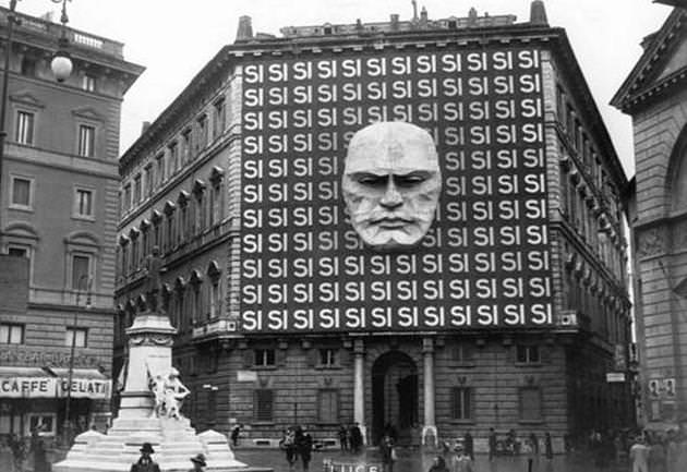 The headquarters of Benito Musolini and the Italian Fascist party taken in Rome in 1930