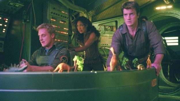 No Merchandising. Editorial Use Only. No Book Cover Usage Mandatory Credit: Photo by Snap Stills/REX Shutterstock (2129157v) Alan Tudyk, Nathan Fillion and Gina Torres Firefly - 2002