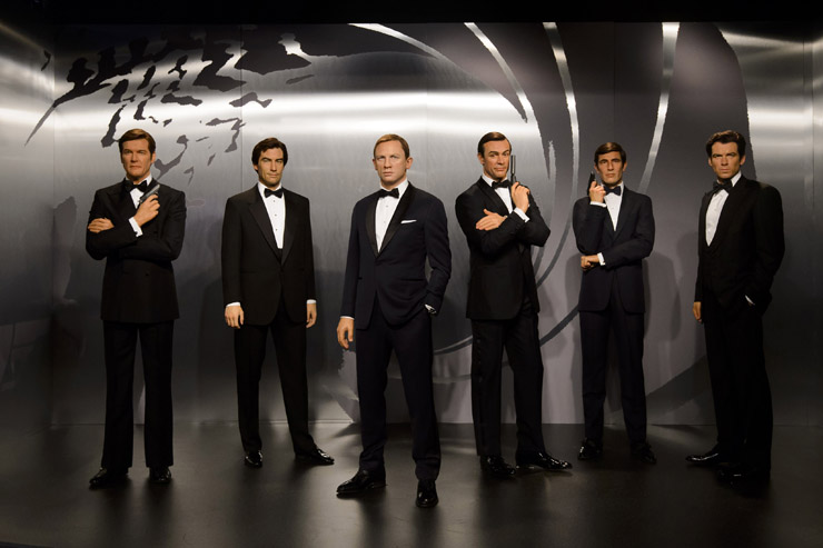 Madame Tussauds London today revealed wax figures of ALL SIX James Bonds, with five completely new wax 007s joining the existing figure of Daniel Craig. To coincide with the release of SPECTRE, the line up of Sean Connery, George Lazenby, Roger Moore, Timothy Dalton, Pierce Brosnan and Daniel Craig will appear at the Legendary London attraction for SIX WEEKS ONLY, before embarking on a tour of Madame Tussauds locations worldwide on December 1. EMBARGOED UNTIL 00:01 FRIDAY.